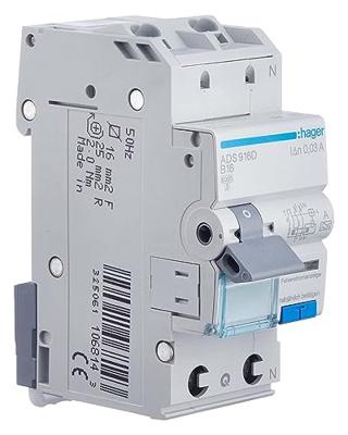 Hager ADS916D Aardlekschakelaar/zekeringautomaat 2-polig 16 A 0.03 A 240 V Hager ADS916D Aardlekschakelaar/zekeringautomaat 2-polig 16 A 0.03 A 240 V