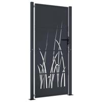 VidaXL Poort 100x175 cm met grasontwerp staal antracietkleurig - thumbnail