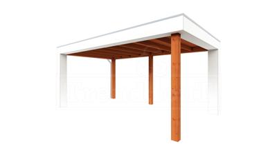 Trendhout Verona overkapping 520x335 cm Lariks/Douglas blank - Plat dak model links- Plat dak- Onbehandeld lariks Douglas hout- Trendhout