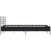 Bedframe bewerkt hout metaal zwart 120x200 cm - thumbnail