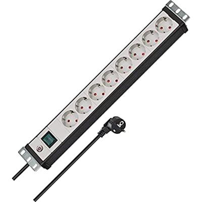 Brennenstuhl Premium-Line 19" stekkerdoos voor schakelkasten 8-voudig zwart/lichtgrijs 3m H05VV-F 3G1,5 19"-formaat - 1156057018 - thumbnail