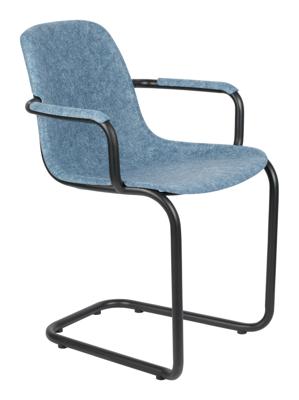 Zuiver Eetkamerstoel 'Thirsty' Met armleuning, Gerecycled PET, kleur Blauw