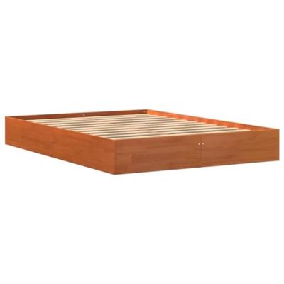 Bedframe zonder matras massief grenenhout wasbruin 140x200 cm
