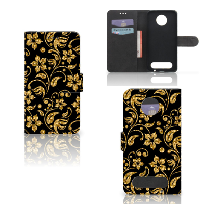Motorola Moto Z2 Force Hoesje Gouden Bloemen Motorola Moto Z2 Force Hoesje Gouden Bloemen