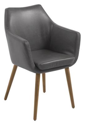 Eetkamerstoel 'Rikke' PU-leder, kleur grijs