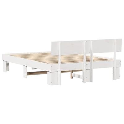 Bedframe met hoofdeinde Wit 140 x 200 cm Massief grenenhout