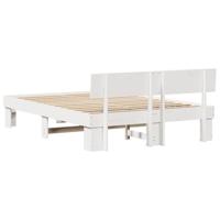 Bedframe met hoofdeinde Wit 150 x 200 cm Massief grenenhout - thumbnail