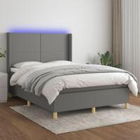 Boxspring met matras en LED stof donkergrijs 140x190 cm - thumbnail
