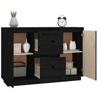 Dressoir 111x34x75 cm massief grenenhout zwart - thumbnail