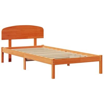 Bedframe met hoofdeinde Bruin 100 x 200 cm Massief grenenhout Bedframe met hoofdeinde Bruin 100 x 200 cm Massief grenenhout