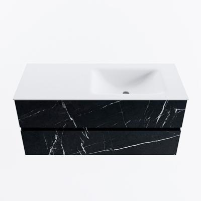 MONDIAZ VICA 110cm badmeubel onderkast Marquina 2 lades. Wastafel CLOUD rechts 1 kraangat, kleur Talc.