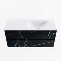 MONDIAZ VICA 110cm badmeubel onderkast Marquina 2 lades. Wastafel CLOUD rechts 1 kraangat, kleur Talc. - thumbnail