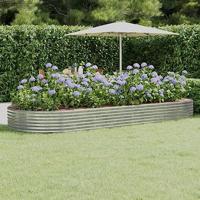 VidaXL Plantenbak 373x140x36 cm gegalvaniseerd staal zilverkleurig - thumbnail
