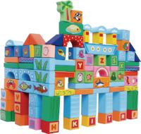 Viking Choice  Houten blokken - oceaan thema - 100-delig - met vormsorteer emmer - thumbnail