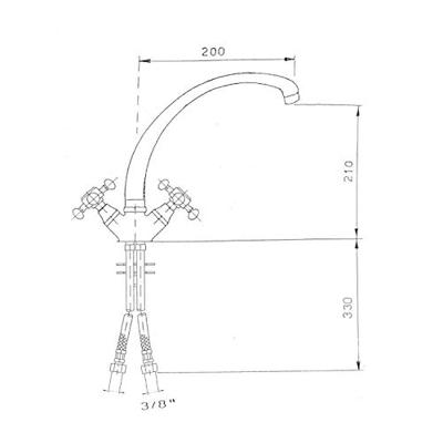 Wastafelmengkraan Sapho Antea 2-knop Gebogen Uitloop 26.5 cm Brons Wastafelmengkraan Sapho Antea 2-knop Gebogen Uitloop 26.5 cm Brons
