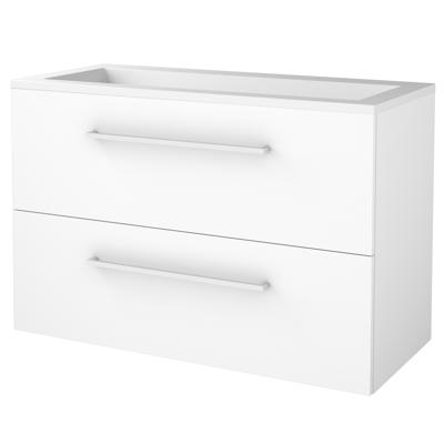 Badmeubelset BWS Salt 100x46cm Met Grepen 2 Lades Met Wastafel 2 Kraangaten Ice White