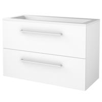 Badmeubelset BWS Salt 100x46cm Met Grepen 2 Lades Met Wastafel 2 Kraangaten Ice White - thumbnail