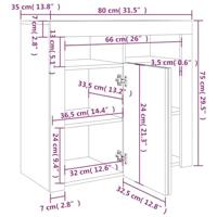 Dressoir met LED-verlichting 80x35x75 cm grijs sonoma eiken - thumbnail