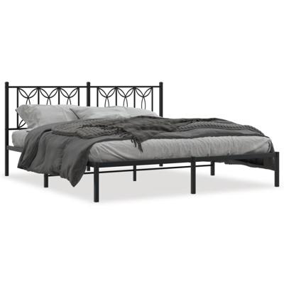 Bedframe met hoofdbord metaal zwart 180x200 cm