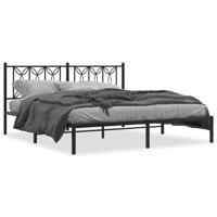 Bedframe met hoofdbord metaal zwart 180x200 cm - thumbnail