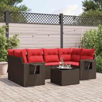7-delige tuinbankset met kussens, bruin polyrotan - thumbnail