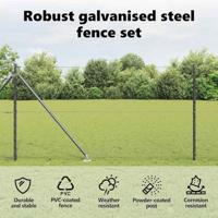 VidaXL Afrasteringspaal grijs 10 x 1 m (25 mm gaas) staal en pvc - thumbnail