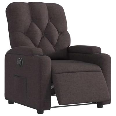 Fauteuil verstelbaar elektrisch stof donkerbruin - thumbnail