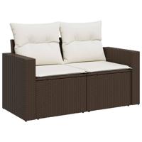 6-delige Loungeset met kussens poly rattan bruin - thumbnail