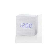 Multicolor geluiden controle houten klok moderne digitale LED Bureau wekker thermometer timer wit blauw - thumbnail