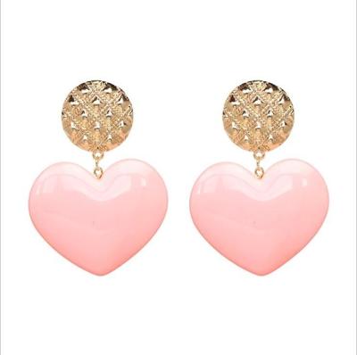 Perzik hart oorbellen retro serie acryl Stud Oorbellen voor vrouwen (lichtroze)
