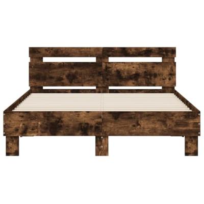 Bedframe met hoofdeinde en LED gerookt eikenkleurig 120x200 cm