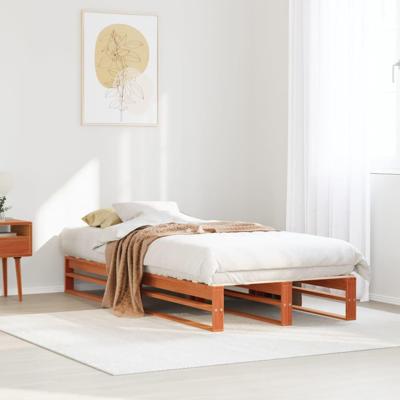 Bedframe zonder matras massief grenenhout wasbruin 75x190 cm