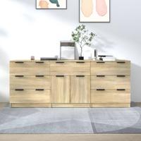 3-delige Dressoirs bewerkt hout sonoma eiken - thumbnail