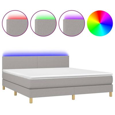 Boxspring met matras en LED stof lichtgrijs 160x200 cm