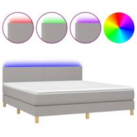 Boxspring met matras en LED stof lichtgrijs 160x200 cm - thumbnail