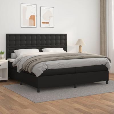 Boxspring met matras kunstleer zwart 200x200 cm