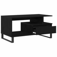Salontafel met lade Zwart Eiken 90 x 49 x 45 cm Bewerkt hout - thumbnail