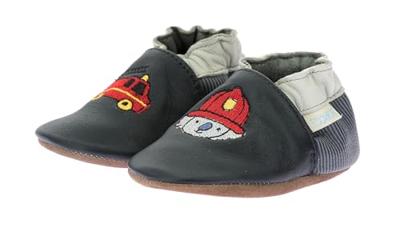 Zacht lederen babyslofjes Badge 974780 - ROBEEZ© marineblauw