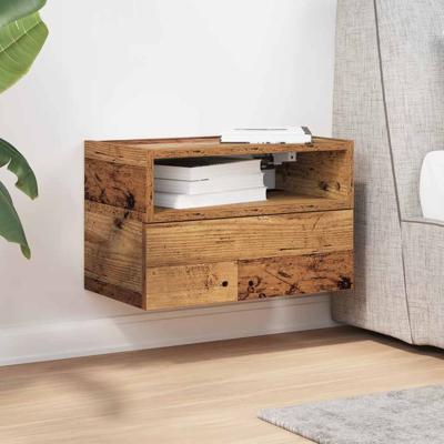 Nachtkastjes 2 st wandgemonteerd 45x26x28,5 cm oud houtkleurig - thumbnail