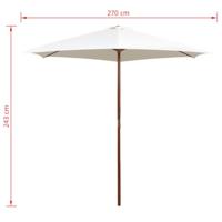 Parasol 270x270 cm houten paal crèmewit - thumbnail