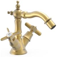 Bidetmengkraan Tres Clasic 2 Kruisgreep Klassiek Verouderd Messing Mat Tres - thumbnail