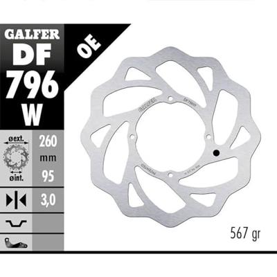 GALFER golf remschijf "df796 rotor df796 type w offroad rigid