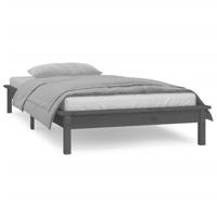 Bedframe LED massief hout grijs 140x190 cm - thumbnail