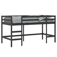 Kinderhoogslaper met ladder 90x200 cm massief grenenhout zwart - thumbnail
