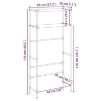 VidaXL Wasmachinerek 2-laags 69x28x143 cm ijzer grijs - thumbnail