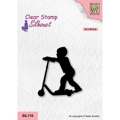 Nellie's Choice • silhouet clear stempels girl with scooter
