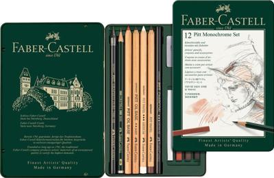 Faber Castell fc-112975 pitt monochrome set faber-castell 12-delig medium