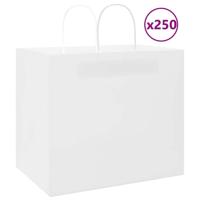 VidaXL Papieren zakken 250 st met hengsels 32x22x28 cm wit - thumbnail