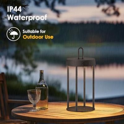 Draadloze Oplaadbare LED Tafellamp - Binnen & Buiten - Dimbaar - ø12.8 x 28.4 cm - Warmwit licht - 3000mAh - Zwart