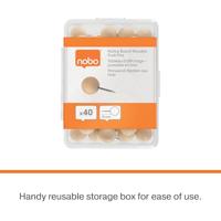 Nobo prikbordspelden met houten kop, doosje met 40 stuks - thumbnail